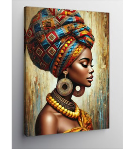 Kanvas Tablo Renkli Başörtülü Afrikalı Kadın