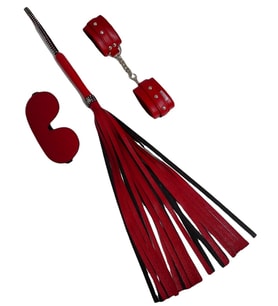 ETSMagaza Fetish Fantasy Series Cuffs Red Deri Fetiş Pozisyon Kelepçe Seti