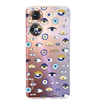 PrintiFy Honor 50 ile Uyumlu Nazar Boncuğu 2 Baskılı Kamera Korumalı Şeffaf Silikon Kılıf