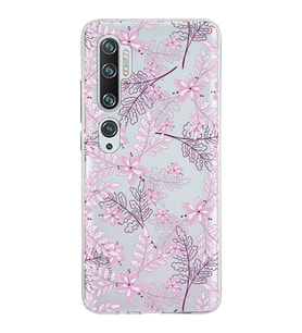 Xiaomi Mi Note 10 Uyumlu Kapak Floral Pudra Tasarımlı Şeffaf Silikon Kılıf