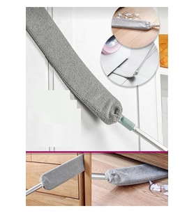 Pratik Mikrofiber Başlıklı Girintili Yüzey Dip Köşe Raf Temizleme Fırçası