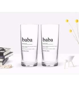 BK Gift Kişiye Özel Renkli Baskılı Baba Tasarımlı İkili Rakı Bardağı Seti-1 (Beyaz)