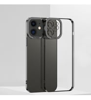 ALLY Fashion Series iPhone 12 6.1inç Kılıf Renkli Kenar Lazer Çerçeveli Silikon Kılıf (Siyah)