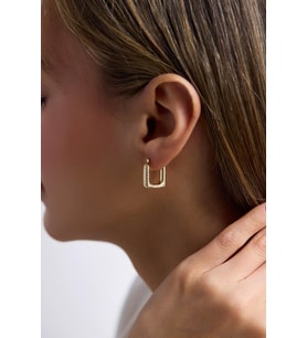 14 Ayar Kalemli Altın Halka Küpe