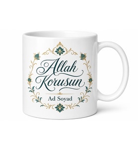 İsme Özel Allah Korusun Yazılı Kupa Bardak Dini Dualı Hediye