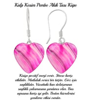 Sertifikalı Kalp Kesim Pembe Akik Taşı Doğal Taş Küpe (Çok Renkli)