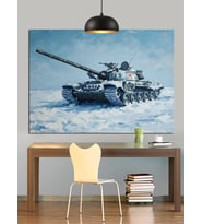 Savaş Tankı Kamuflajlı Araç Dekoratif Kanvas - Mdf Ahşap Tablo
