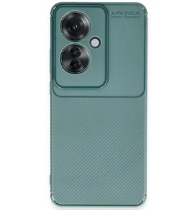 Newface Oppo Reno 11F Kılıf Auto Focus Karbon Kapak - Koyu Yeşil