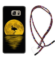 Samsung S7 Edge S20 Fe Plus Ultra S21 S22 Kılıf Boyun Asklı Rasta Silikon Ay ve Flamingo 1775