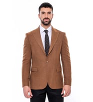 Slim Fit Desenli Taba Erkek Ceket - Wessi