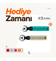 Doğum Gününe Hediye, Bozkurt Ve Ayyıldız Temalı Kişisel İsimli 2’li Anahtarlık Takımı, Yeşil-Mor