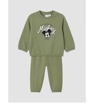 LCW baby Haki Mickey Mouse Baskılı Erkek Bebek Sweatshirt Ve Eşofman Altı