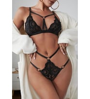 Olexandr Lingerie Özel Tasarım Halkalı Sütyen Takım Siyah