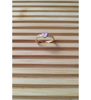 Zirkon Taşlı Ayarlanabilir Tektaş Kalp Kadın Yüzük (Pembe-Altın)