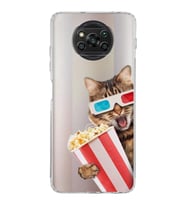 PrintiFy Xiaomi Poco X3 ile Uyumlu 1mm Slim Fit Kedi 1 050b Baskılı Şeffaf  Kılıf