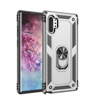 Samsung Galaxy Note 10 Plus Kılıf Metal For Car Yüzüklü Standlı Military Ring Serisi (Gümüş)