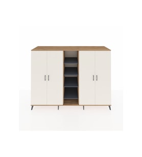 Kronos Dolap 12 Raflı 4 Kapaklı 220x59x163 Çam-Aytaşı/Antrasit