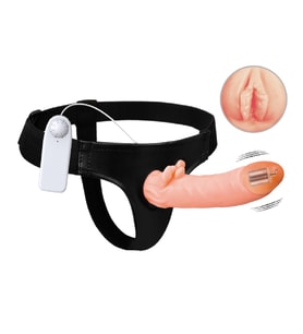 OdinsShop 8 cm Dolgulu İçi Boş Titreşimli Belden Bağlamalı Vajina Girişli Kumandalı Vibratör