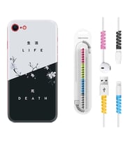 Apple iPhone 5 6 7 8 Plus Se XR Kılıf Kablo Koruma Spiral Silikon Life and Death 1339