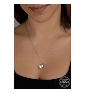 Swarovski Crystal Taşlı Oval Gümüş Kadın Kolye