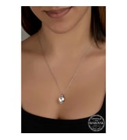 Swarovski Crystal Taşlı Oval Gümüş Kadın Kolye