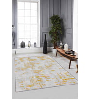 Sarı Vintage Kaymaz Tabanlı Makinede Yıkanabilir Halı DR006 - 100 x 160 cm