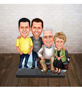 KİŞİYE ÖZEL KARİKATÜR BİBLO oturan aile 1