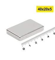 50 adet 40x20x5mm Neodyum Magnet Güçlü N35 Mıknatıs Köşeli Nikel Kaplama