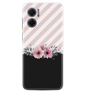 Xiaomi Redmi Note 11E Kılıf Resimli Desenli Baskılı Silikon Strip Pink Flowers 1396