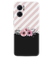 Xiaomi Redmi Note 11E Kılıf Resimli Desenli Baskılı Silikon Strip Pink Flowers 1396