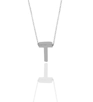 Söğütlü Silver Gümüş rodyumlu üç boyutlu minimal T  harf kolye