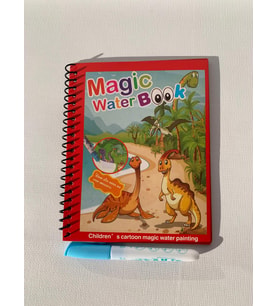 DİNAZOR DÜNYASI Magic Book Eğitici İngilizce Sihirli Boyama Kitabı Su Kalemi Water Painting Kırmızı