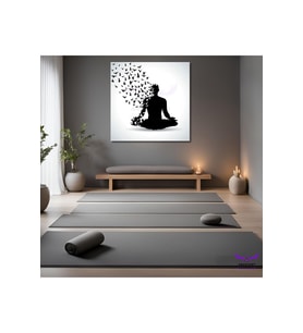 Tekli Kare Kanvas Soyut Tablo Meditasyon Yoga Yapan İnsan