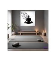 Tekli Kare Kanvas Soyut Tablo Meditasyon Yoga Yapan İnsan