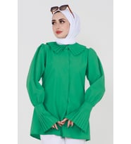 Kolu Piliseli Gömlek -Benetton Yeşili