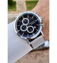 Ferrucci FCISTE325 Kadranı Siyah Kordonu Gümüş Renk 44 mm Erkek Kol Saati