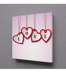 LOVE KALPLİ KANVAS TABLO 90x90cm (Karışık)