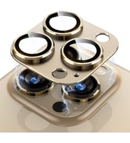 iPhone 11/12 Mini için Tek Parça Darbeye Dayanıklı Kamera Lens Koruyucu, Gece Çekim Modu Uyumlu, HD Alüminyum Alaşım Çerçeveli 9H Sertliğinde Temperli Cam (Gold)