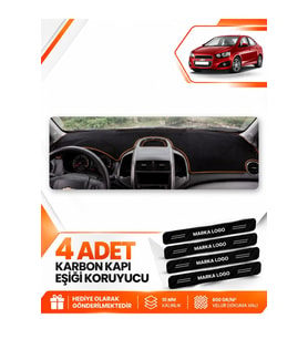 CHEVROLET AVEO T300 (2011-2015) Uyumlu Ön Torpido Koruma Kılıfı Halısı - Siyah Kahverengi