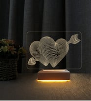 İki Kalp Tasarımlı Kişiye Özel İsimli 3d Led Masa Lambası Doğum Günü Hediyesi Lamba