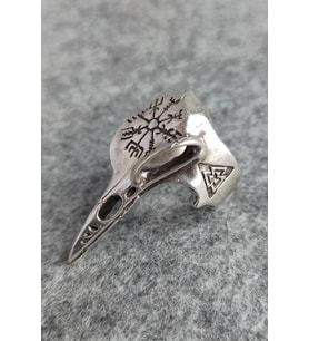 Viking Kargo Burnu Şekilli Pusula Motifli Erkek Yüzük Gümüş Kaplama Ayarlanabilir El Yapımı Yüzük