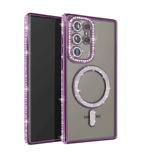 Samsung Galaxy S25 Ultra Kılıf Joke Simli Magneticsafe Kılıf - Derin Mor