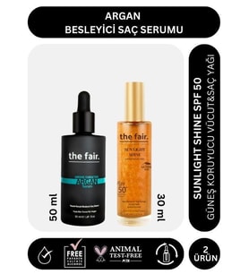 the fair. Argan Besleyici Saç Serumu 50 ml ve Sunlight Shine SPF 50 Güneş Koruyucu Saç Yağı 30 ml