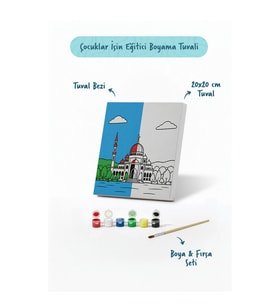 Kırmızı Kubbeli Cami Şövalesiz Boya Seti 20x20