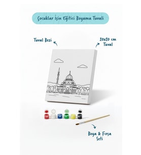 Kırmızı Kubbeli Cami Şövalesiz Boya Seti 20x20