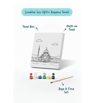 Kırmızı Kubbeli Cami Şövalesiz Boya Seti 20x20
