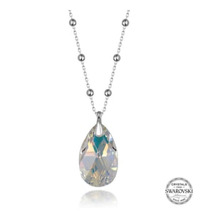 Swarovski Crystal Taşlı Top Zincir Damla Gümüş Kadın Kolye