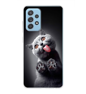 PrintiFy Samsung Galaxy A52s ile Uyumlu 1mm Slim Fit Kedi 2 050c Baskılı Şeffaf  Kılıf