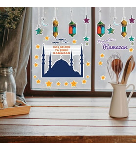 Hoşgeldin Ramazan Mahyalı Cam - Duvar Sticker Seti HK2554