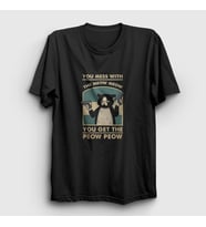 Presmono Unisex Siyah You Mess With The Meow Kedi Kedili T-Shirt 505380tt